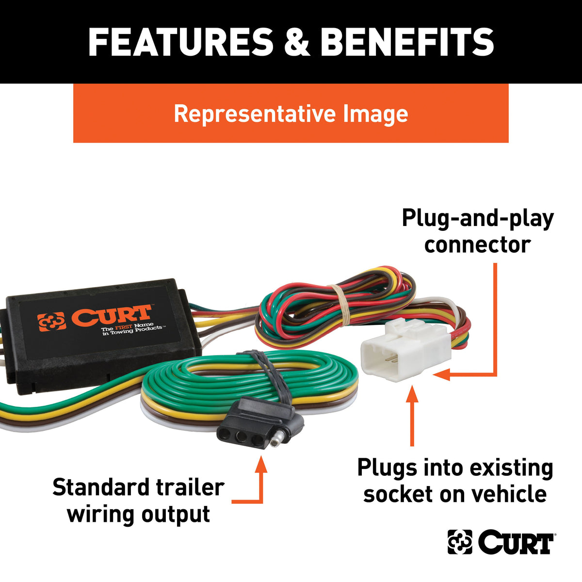 CURT 56040 Vehicle-Side Custom 4-Pin Trailer Wiring Harness, Fits Select Subaru Ascent, Forester, Outback, Crosstrek, XV