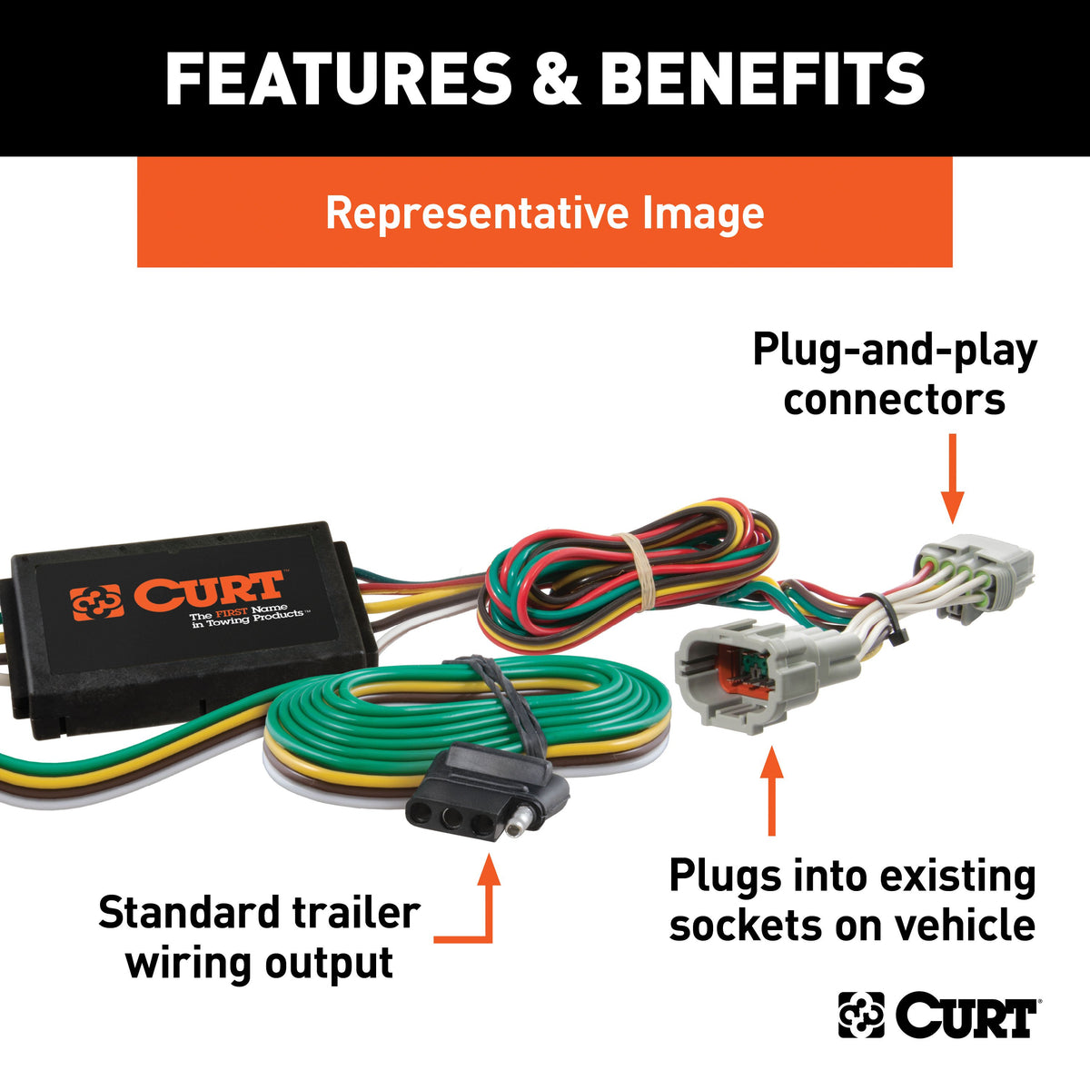 CURT 56044 Vehicle-Side Custom 4-Pin Trailer Wiring Harness, Fits Select Cadillac CTS Sedan, Coupe
