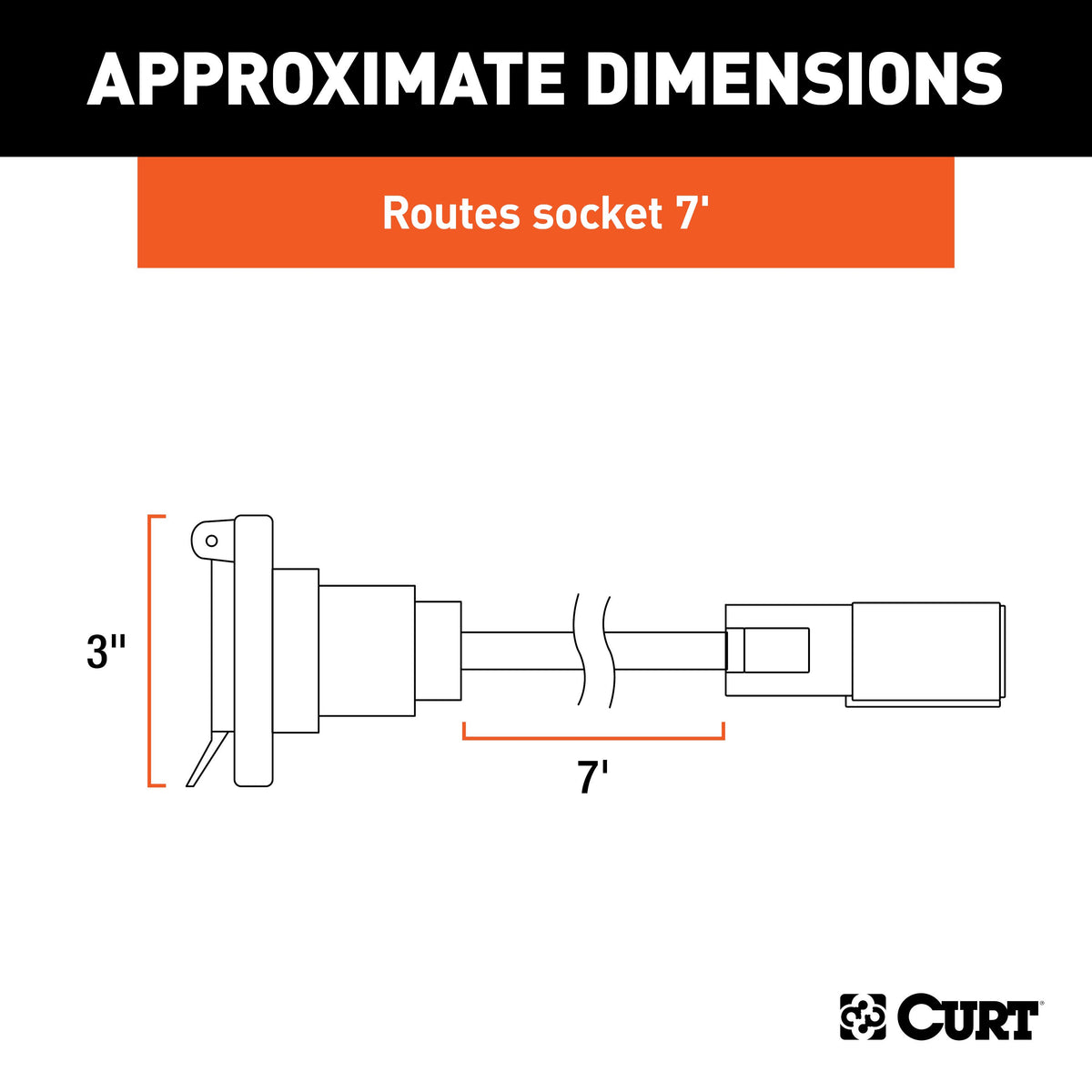 CURT 56080 7-Foot Vehicle-Side Truck Bed 7-Pin Trailer Wiring Harness Extension