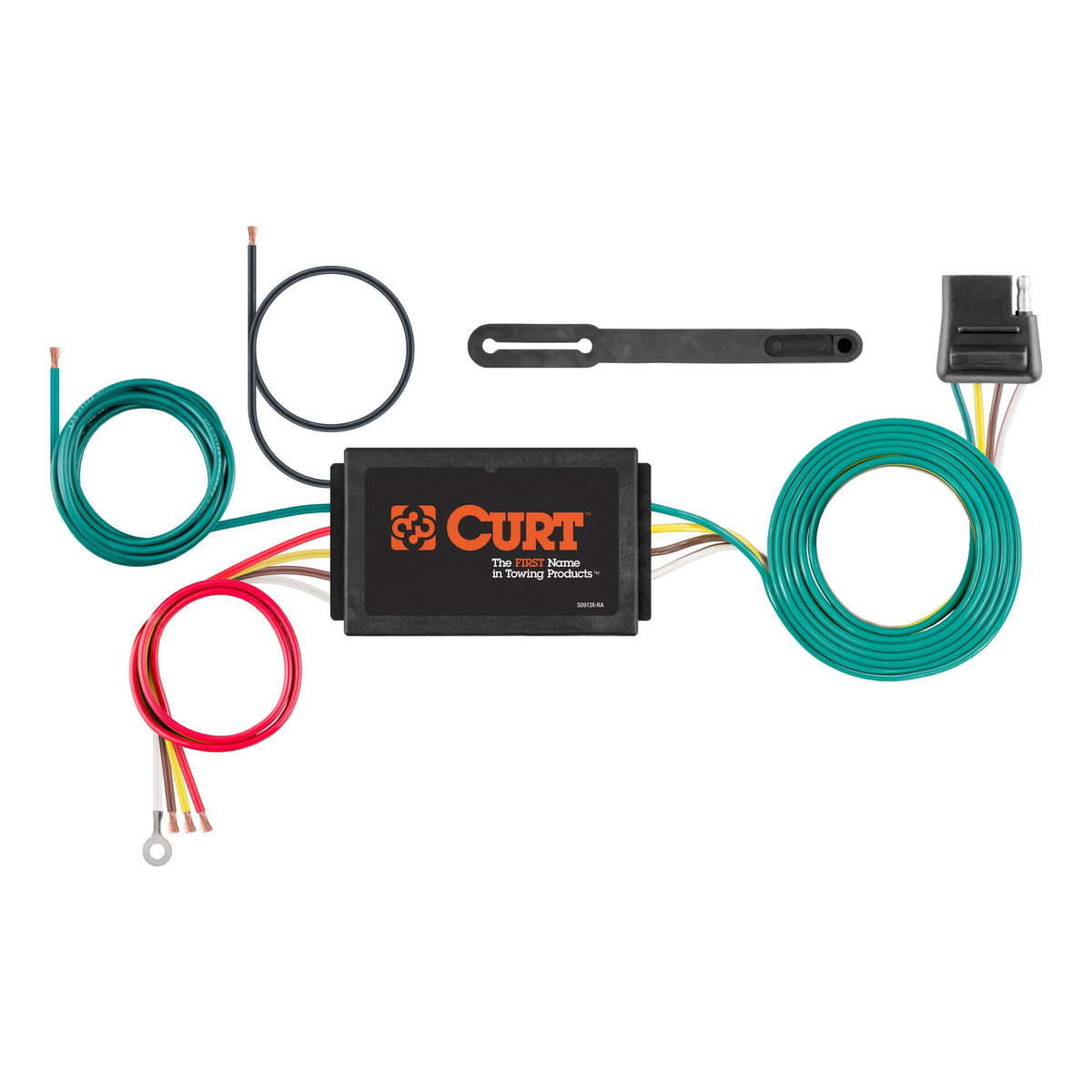 CURT 56187 Powered 3-to-2-Wire Splice-in Trailer Tail Light Converter, 4-Pin Wiring Harness
