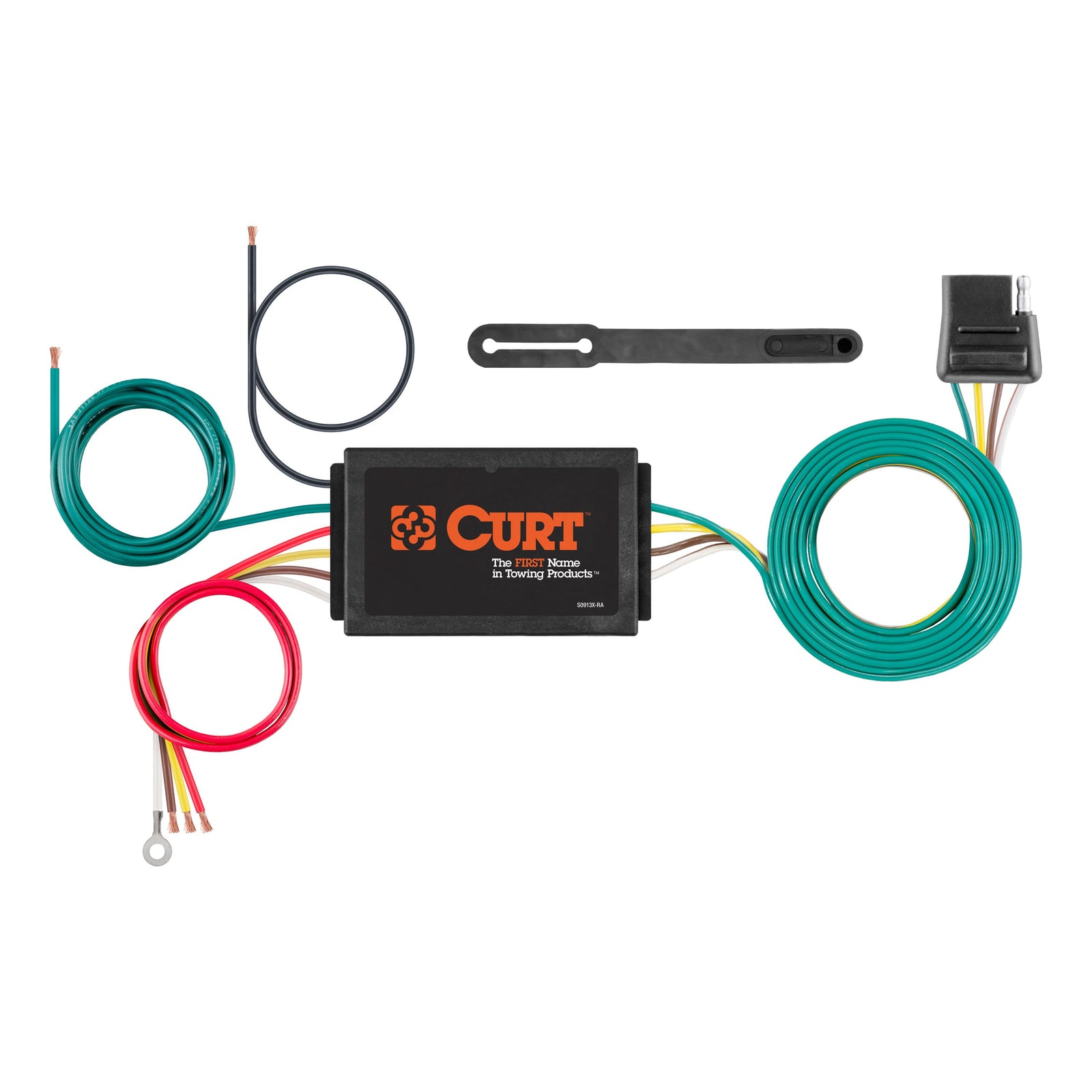 CURT 56190 Powered 3-to-2-Wire Splice-in Trailer Tail Light Converter, 4-Pin Wiring Harness
