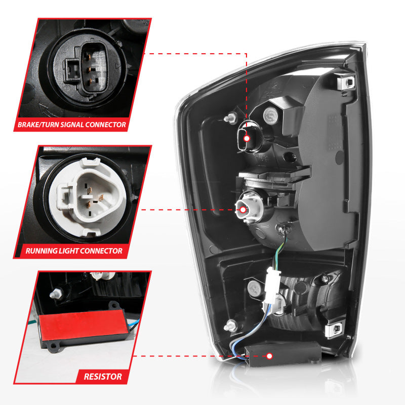 ANZO 16-21 Toyota Tacoma LED Tail Lights - w/ Light Bar Sequential Black Housing &amp; Clear Lens - 311400