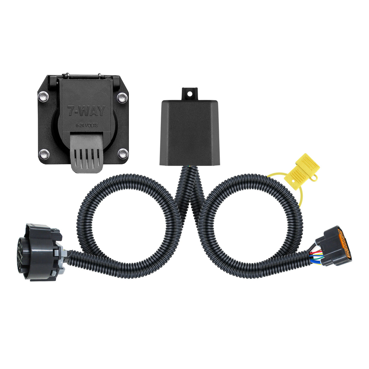 CURT 56466 7-Pin Trailer Wiring Harness for Select Hyundai Palisade, Santa Cruz, Kia Telluride, Vehicle-Side Custom RV Blade Socket, Plug-and-Play No Splice Install, Converter, Dust Cover, Fuse Holder