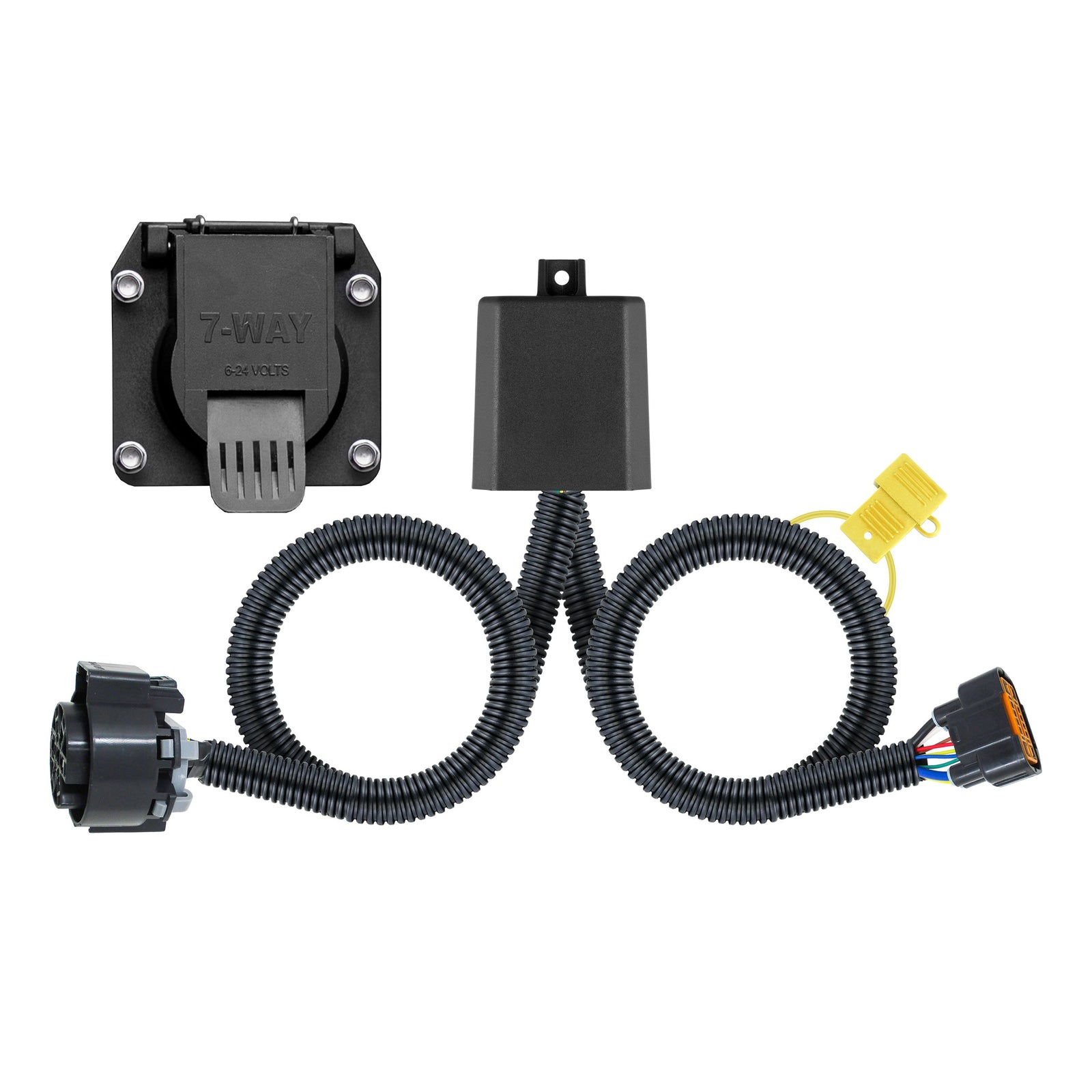 CURT 56466 7-Pin Trailer Wiring Harness for Select Hyundai Palisade, Santa Cruz, Kia Telluride, Vehicle-Side Custom RV Blade Socket, Plug-and-Play No Splice Install, Converter, Dust Cover, Fuse Holder