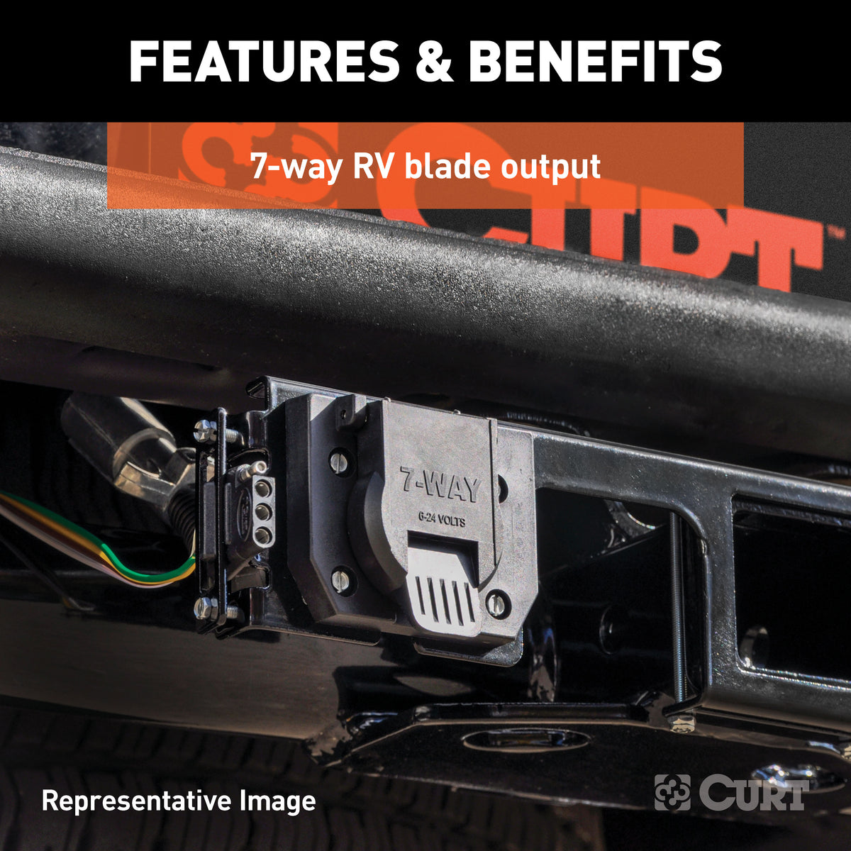 CURT 56537 Vehicle-Side Custom RV Blade 7-Pin Trailer Wiring Harness, Fits Select Buick Enclave, Chevrolet Traverse (Except Limited), GMC Acadia (New Body Style)