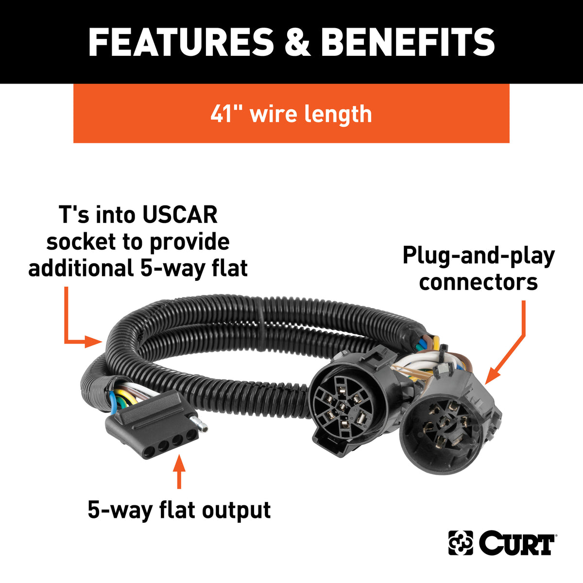 CURT 56584 Replacement Vehicle-Side Custom USCAR 5-Pin Trailer Wiring Harness