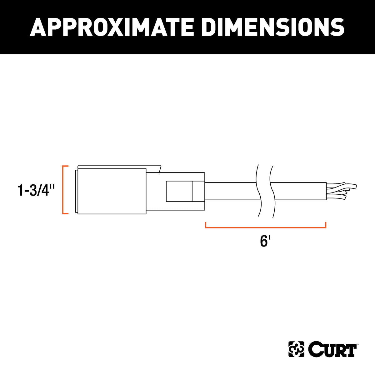 CURT 56601 Replacement 7-Pin RV Blade Trailer Wiring Harness Plug, 6-Foot Blunt-Cut Wires