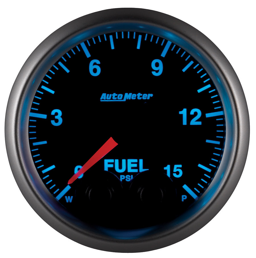 AutoMeter Gauge Fuel Press 2-1/16in. 15PSI Stepper Motor W/Peak & Warn Elite - 5667