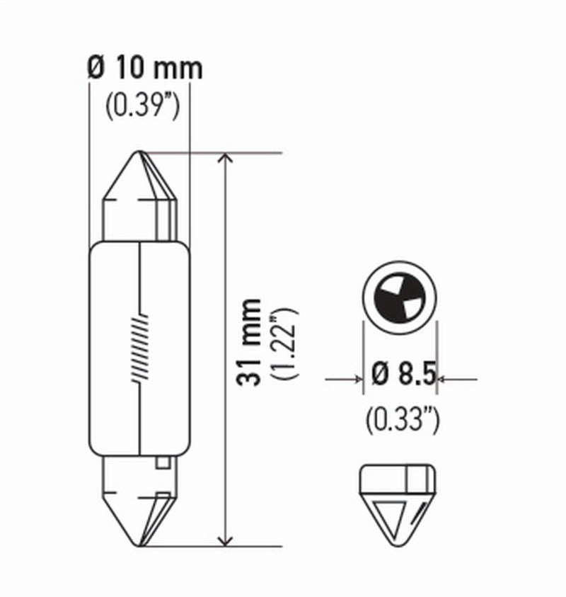 Hella Bulb 6411 12V 10W Sv858 T325 10X41(2) - 6411TB