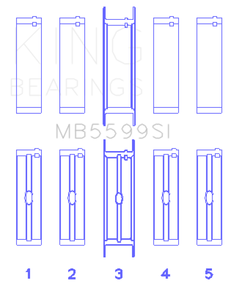King International 421CI/446CI V8 (STD Size) Crankshaft Main Bearing Set - MB5599SI