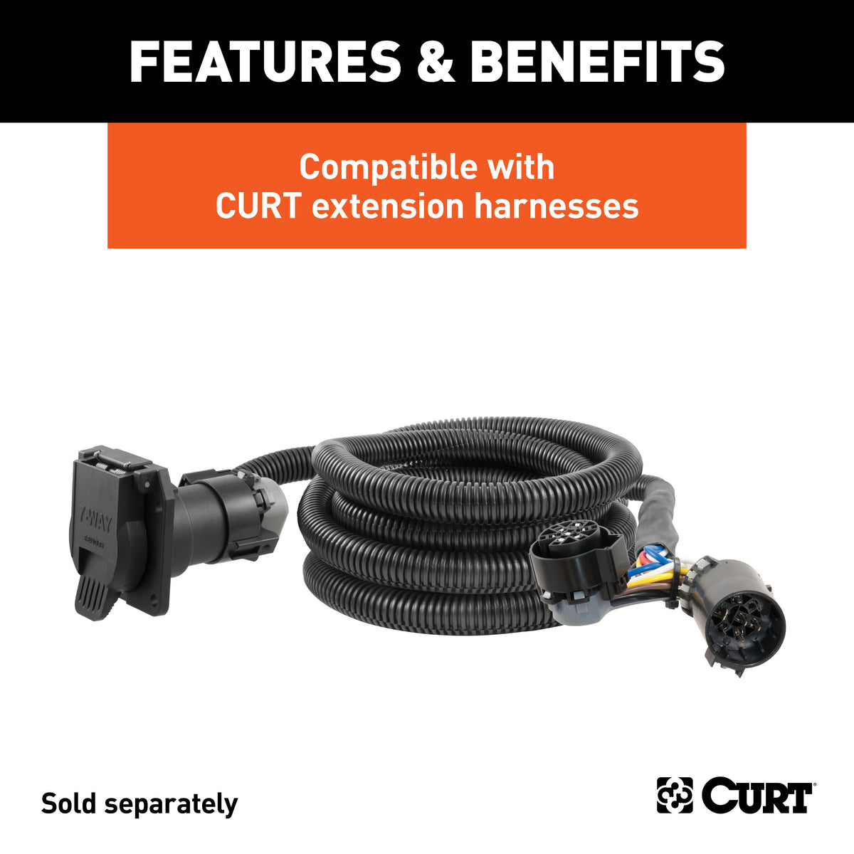 CURT 57007 Truck Bed Trailer Wiring Extension Isolator Kit for Ford F-150 with Aluminum Body