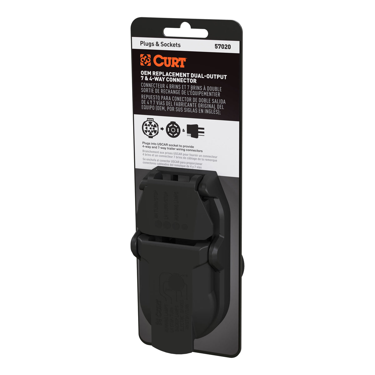 CURT 57020 OEM Replacement Dual-Output Vehicle-Side 7-Pin, 4-Pin Connectors, Plugs into Any USCAR Socket, Packaged