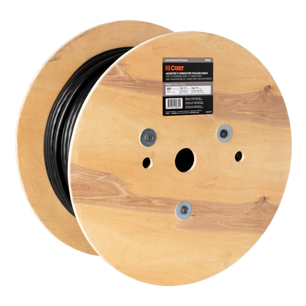 CURT 57031 7-Wire Trailer Cable Wiring, 25' Spool, 12/14 Gauge Wire