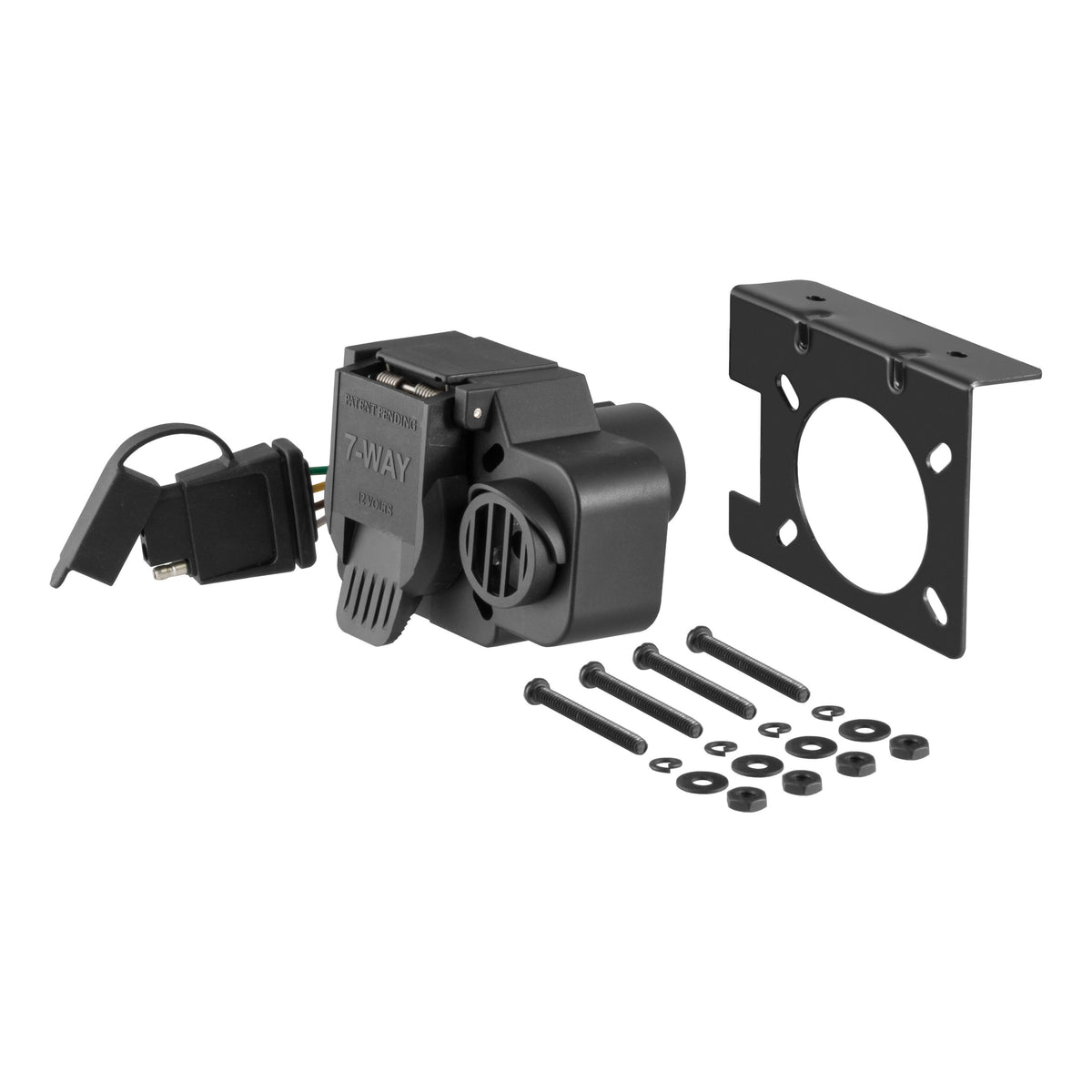 CURT 57101 Dual-Output Vehicle-Side 7-Pin, 4-Pin Connectors with Backup Alarm, Factory Tow Package and USCAR Socket Required