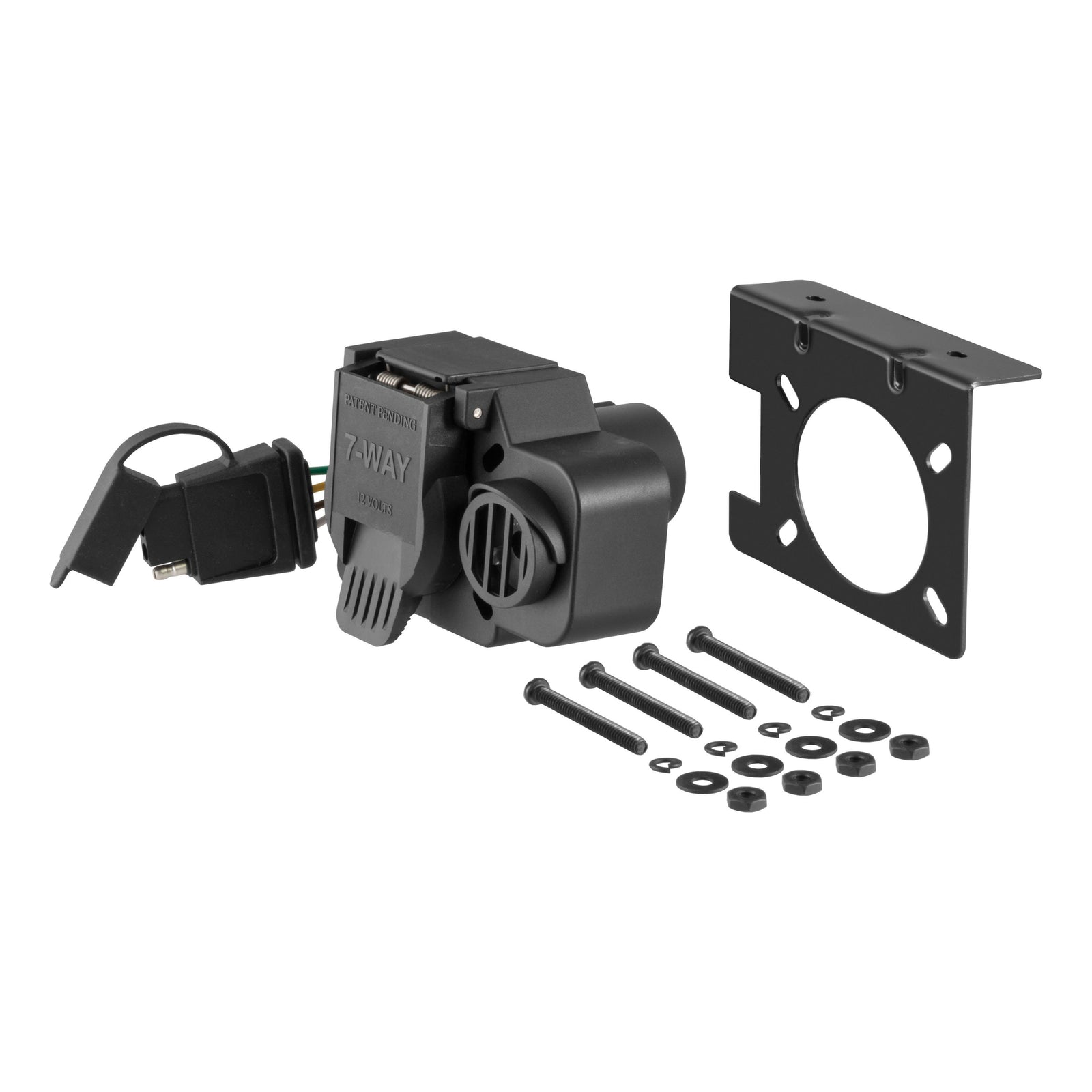 CURT 57101 Dual-Output Vehicle-Side 7-Pin, 4-Pin Connectors with Backup Alarm, Factory Tow Package and USCAR Socket Required
