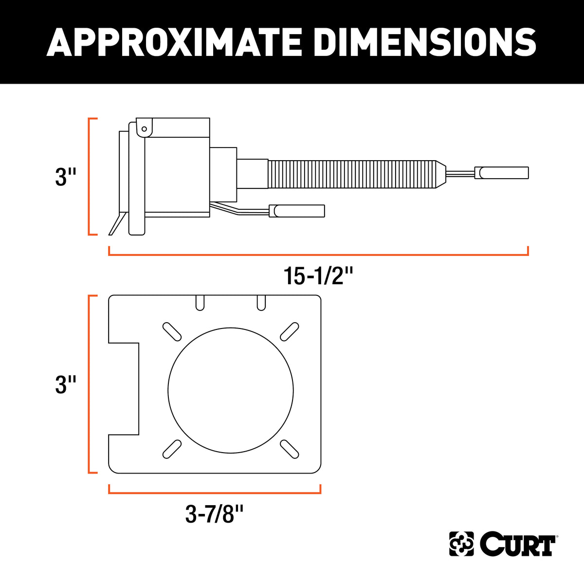 CURT 57102 Dual-Output 4-Way Flat Vehicle-Side to 7-Way RV Blade Trailer Wiring Adapter with Backup Alarm