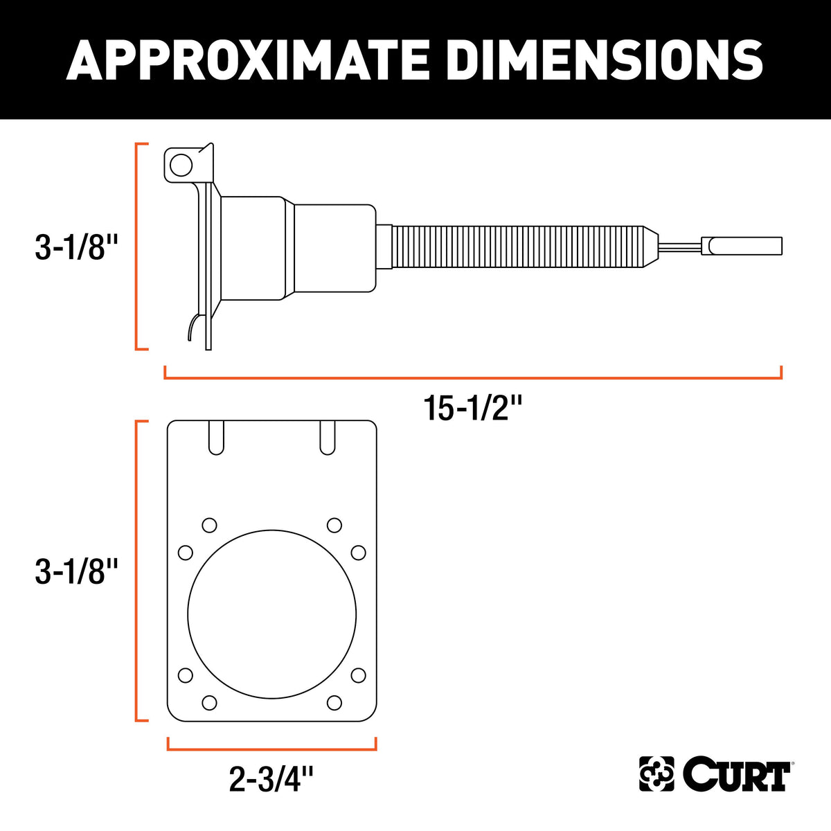 CURT 57185 4-Way Flat Vehicle-Side to 7-Way RV Blade Trailer Wiring Adapter
