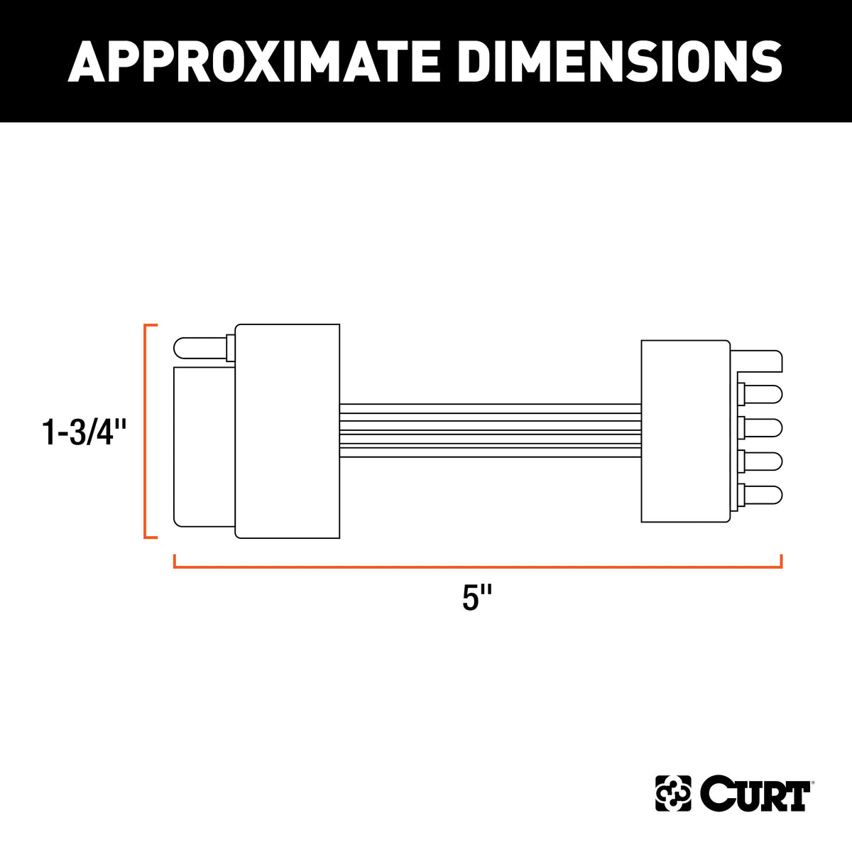 CURT 57187 4-Way to 5-Way Flat Adapter for Boat Trailer Surge Brakes