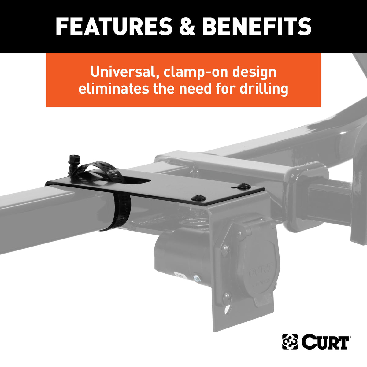 CURT 57201 Vehicle-Side Trailer Wiring Harness Clamp-On Bracket Mounts for 7-Way Round or RV Blade, 12-Pack