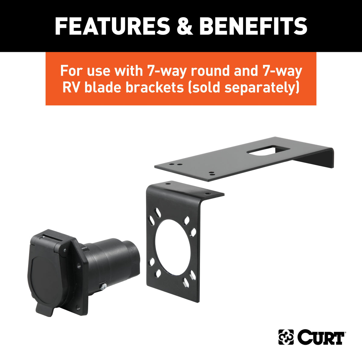 CURT 57201 Vehicle-Side Trailer Wiring Harness Clamp-On Bracket Mounts for 7-Way Round or RV Blade, 12-Pack