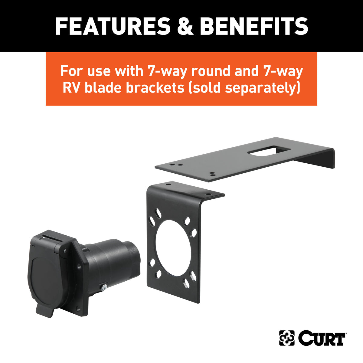 CURT 57202 Vehicle-Side Trailer Wiring Harness Clamp-On Bracket Mount for 7-Way Round or RV Blade