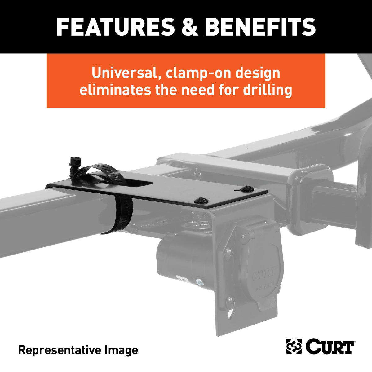 CURT 57203 Vehicle-Side Trailer Wiring Harness Clamp-On Bracket Mounts for 4-Way, 5-Way, 6-Way or 7-Way, 12-Pack