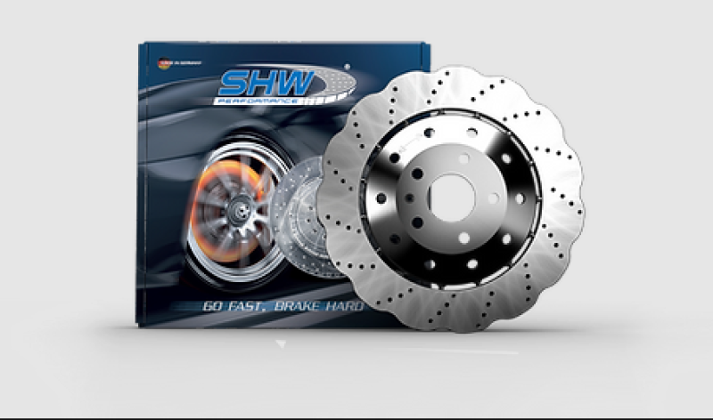 SHW 14-20 Audi R8 5.2L (Excl Ceramic Brake) Rear Drill-Dimp Lightweight Wavy Brake Rotor(4S0615601B) - ARX48211 for 2014-2023