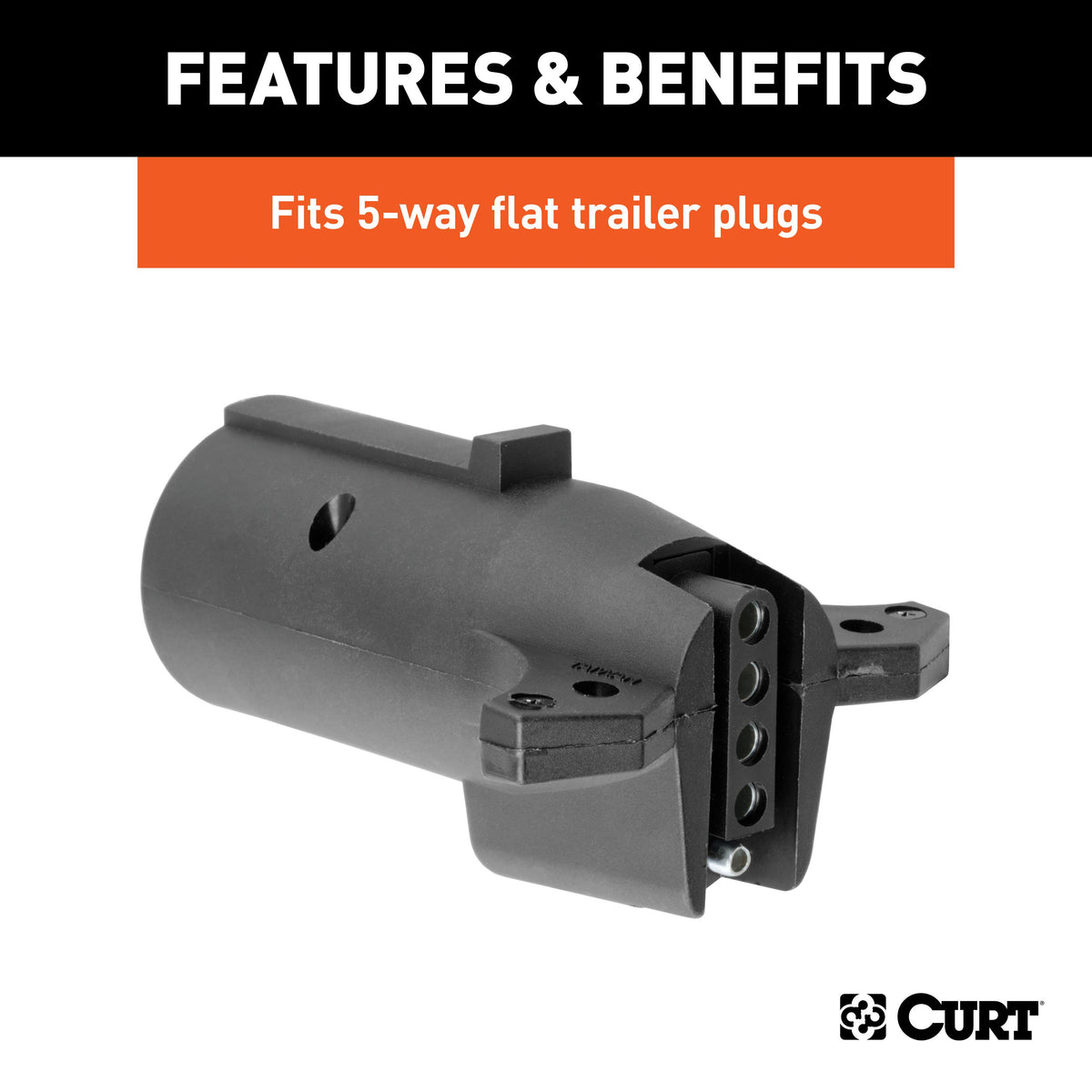 CURT 57251 7-Way RV Blade Vehicle-Side to 5-Way Flat Trailer Wiring Adapter