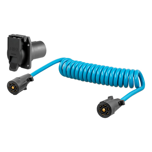 CURT 57284 8-Foot Flat Towing 7-Way RV Blade Wiring Extension Harness and USCAR Socket for Dinghy Vehicle