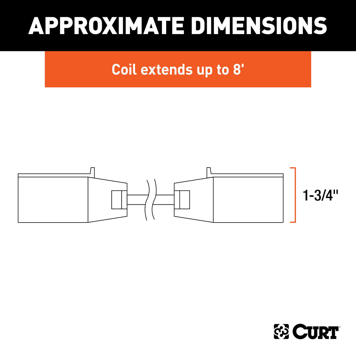CURT 57284 8-Foot Flat Towing 7-Way RV Blade Wiring Extension Harness and USCAR Socket for Dinghy Vehicle
