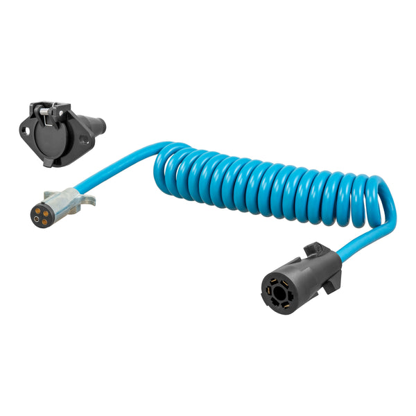 CURT 57285 8-Foot Flat Towing 7-Way RV Blade Motorhome to 4-Way Round Dinghy Vehicle Wiring Adapter Extension Harness and Socket