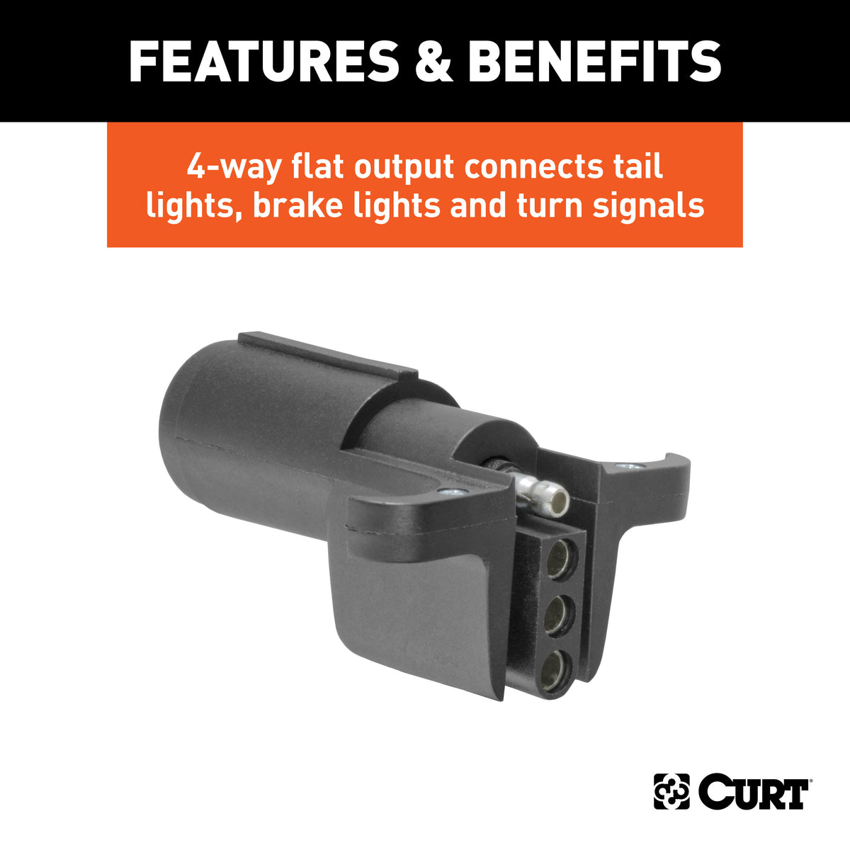 CURT 57620 6-Way Round Vehicle Side to 4-Way Flat Trailer Wiring Adapter