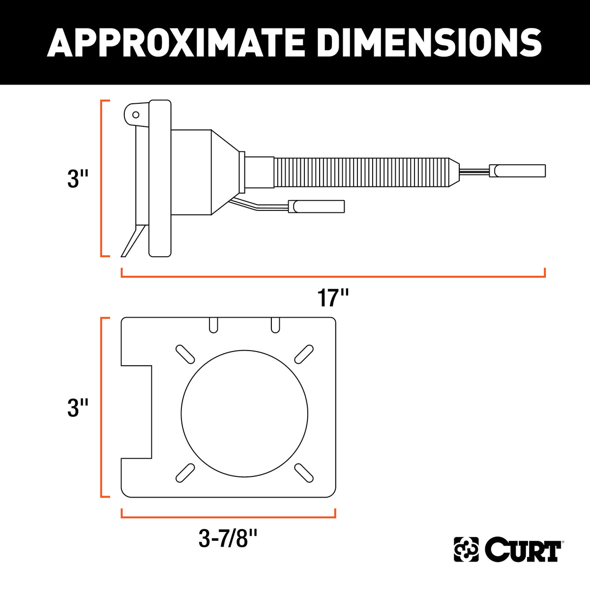 CURT 57672 Dual-Output 4-Way Flat Vehicle-Side to 7-Way RV Blade Trailer Wiring Adapter