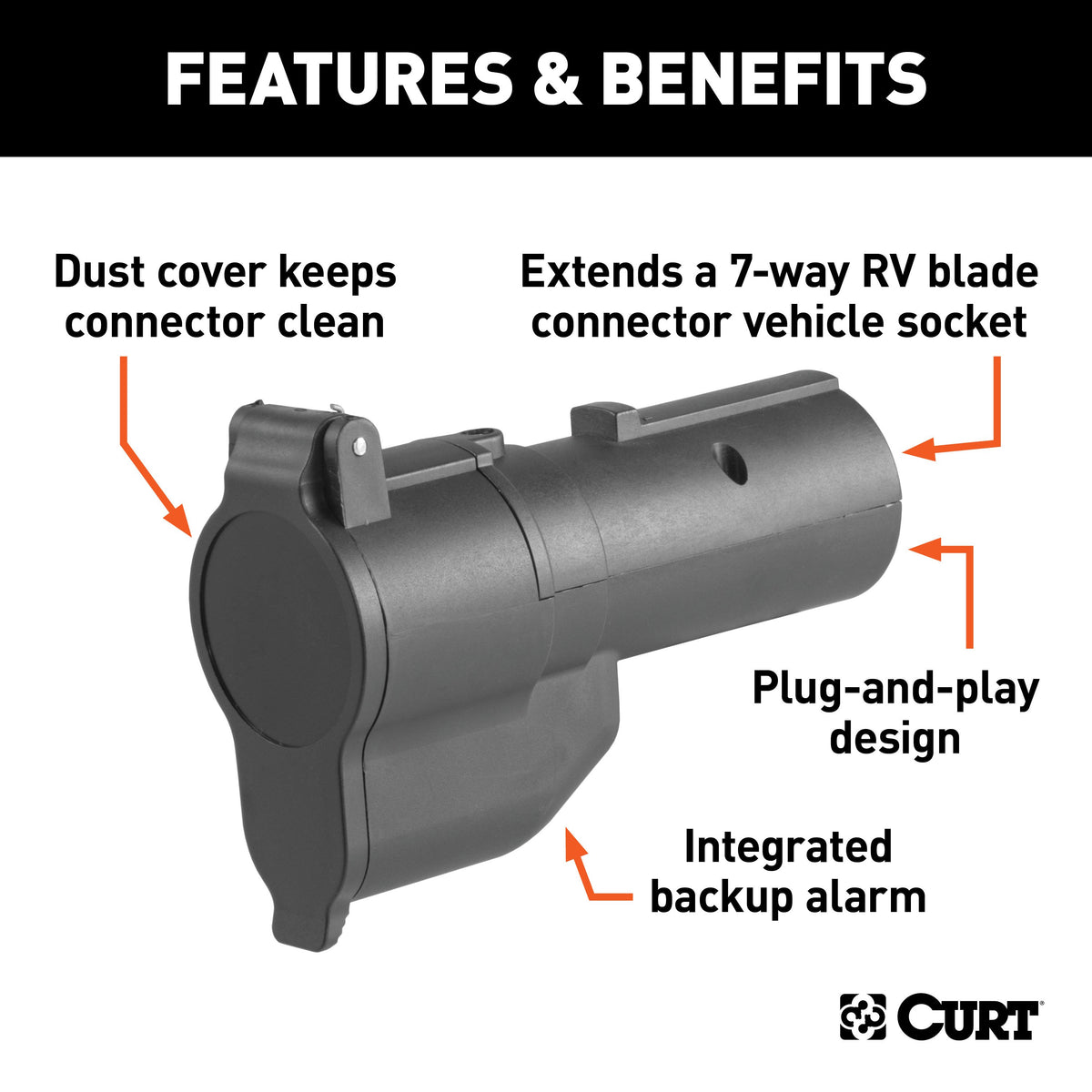 CURT 57727 Truck Backup Alarm for 7-Way RV Blade Trailer Wiring