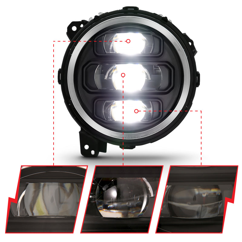 ANZO 2018-2023 Jeep Wrangler Full Led ProjectorH.L Black - 111466