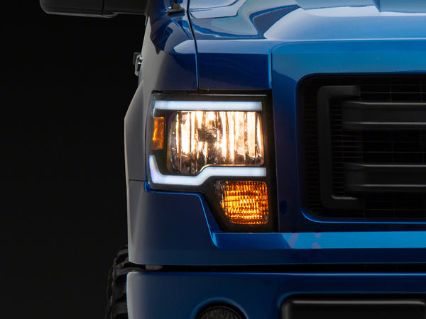 Raxiom 09-14 Ford F-150 Axial Series Headlight w/ SEQL LED Bar- Blk Housing (Clear Lens) - T566368 for 2009-2014 Ford F 150 -