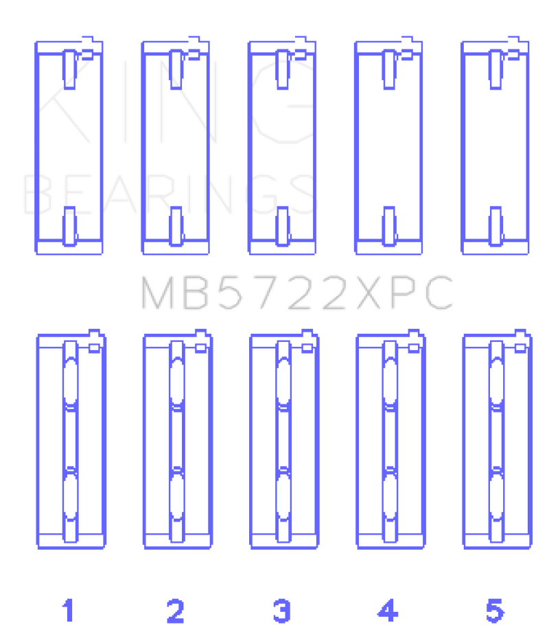 King Mitsubishi 4B11T EVO X 2007+ (Size 0.25) Coated Performance Main Bearing Set - MB5722XPC0.25