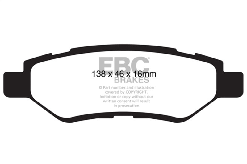 EBC 08-13 Cadillac CTS 3.0 Ultimax2 Front Brake Pads - UD1332 for 2008-2019 Cadillac CTS - front view