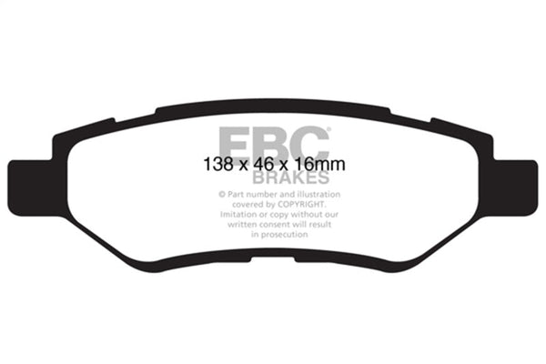EBC 08-13 Cadillac CTS 3.0 Ultimax2 Rear Brake Pads - UD1337 for 2008-2019 Cadillac CTS - front view