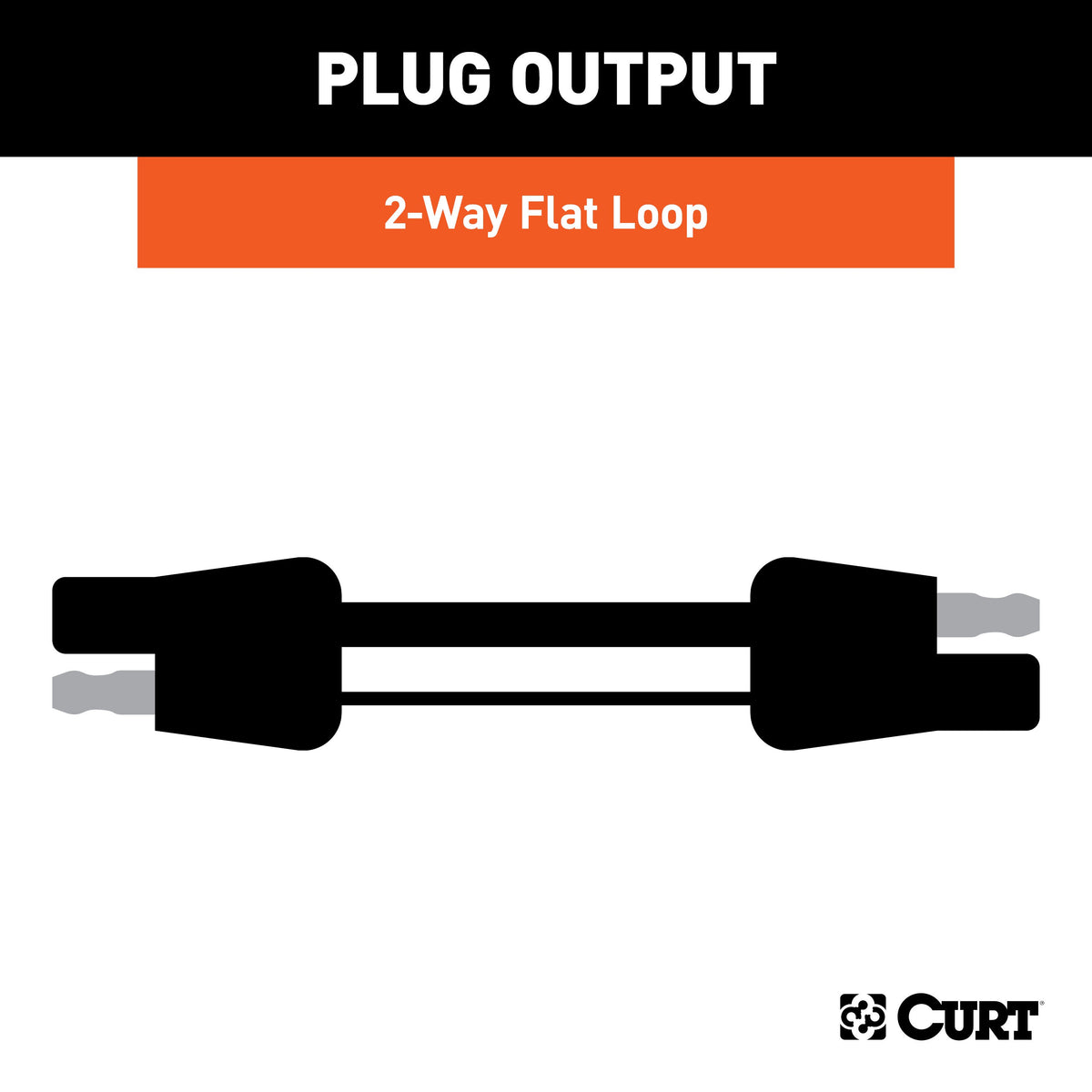 CURT 58020 2-Pin Flat Wiring Harness with 12-Inch Wires