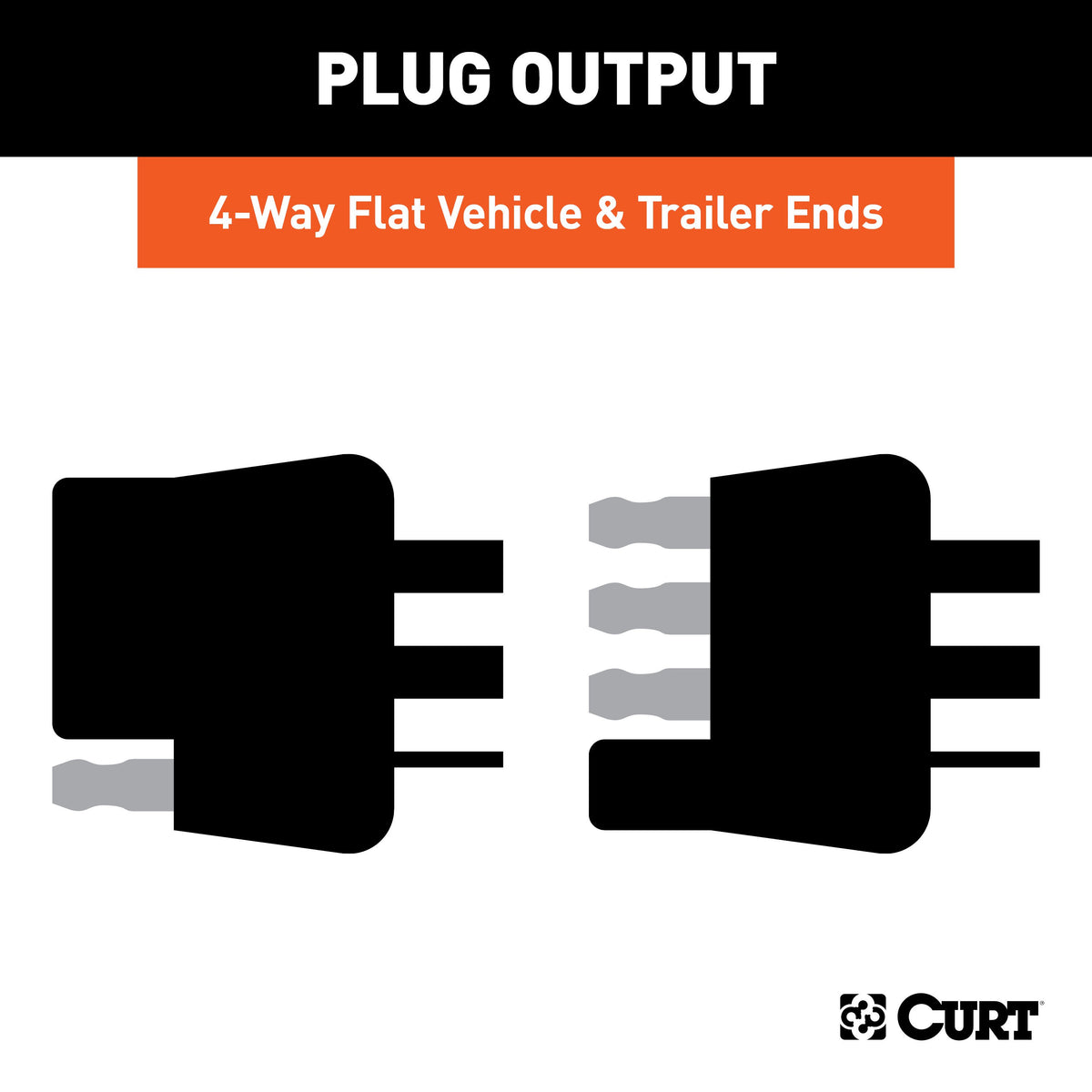 CURT 58042 4-Pin Flat Wiring Harness, 48-Inch Vehicle-Side, 12-Inch Trailer-Side Wires