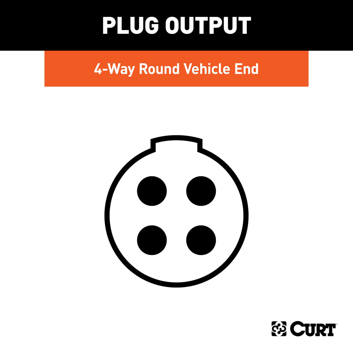 CURT 58070 Vehicle-Side 4-Pin Round Trailer Wiring Harness Socket