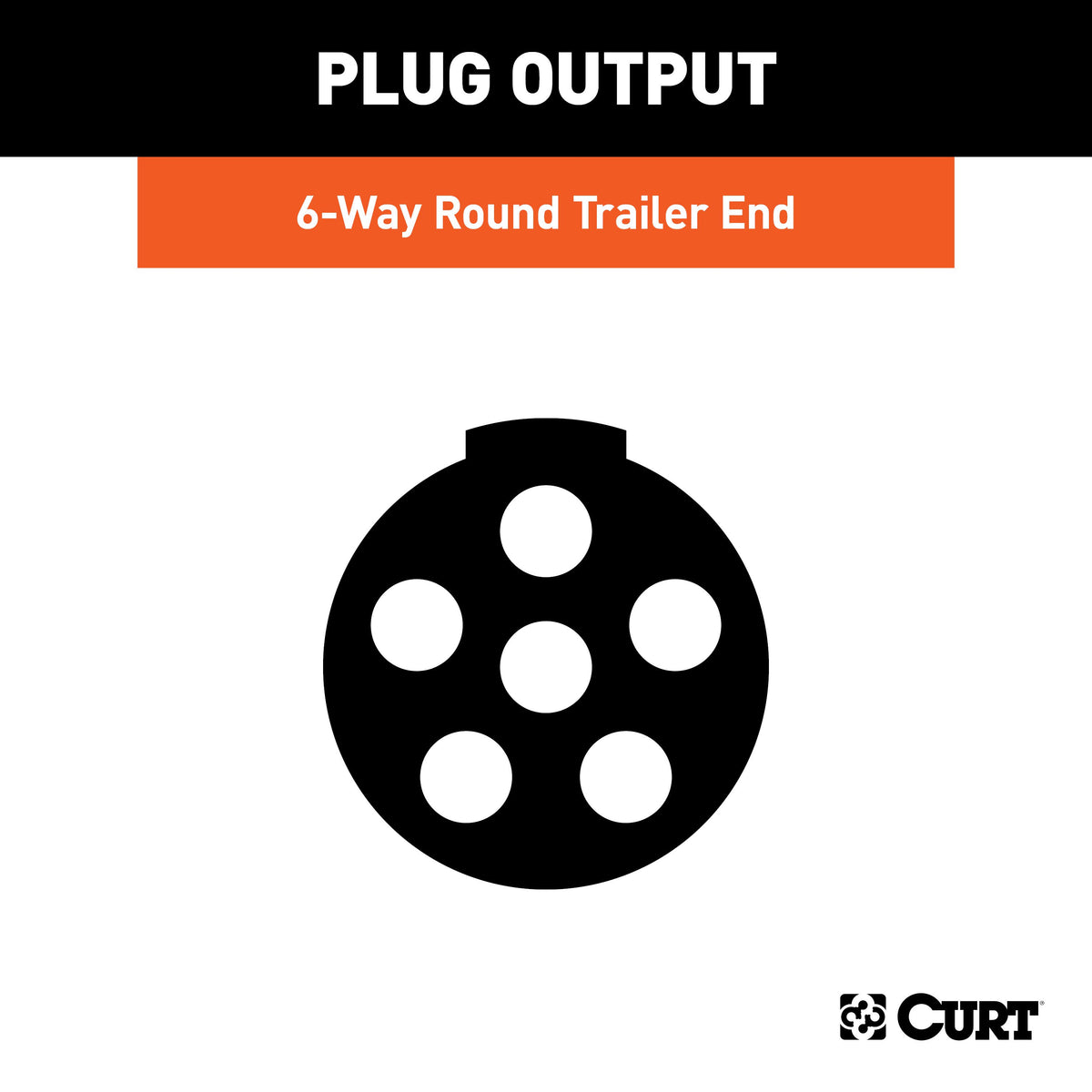 CURT 58080 Trailer-Side 6-Pin Round Wiring Harness Plug
