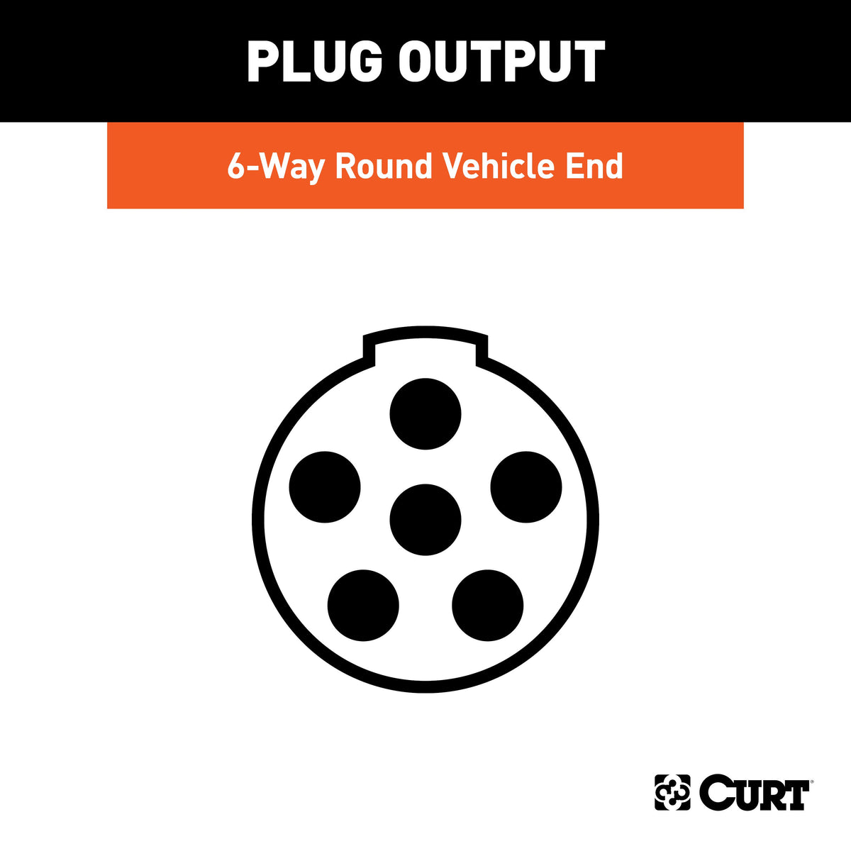CURT 58090 Vehicle-Side 6-Pin Round Trailer Wiring Harness Socket