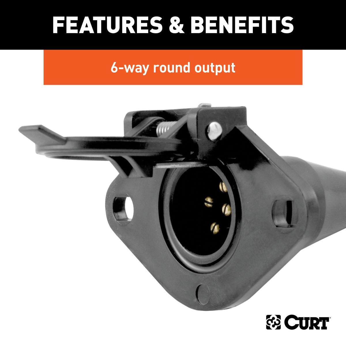 CURT 58130 Vehicle-Side 6-Pin Round Trailer Wiring Harness Socket