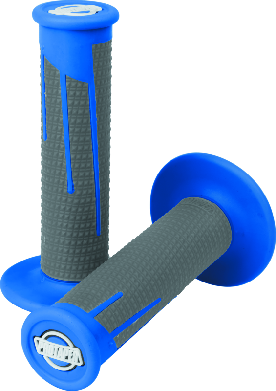 ProTaper Full Diamond Clamp-On Grips - Blue/Dark Gray - 021688 - front view