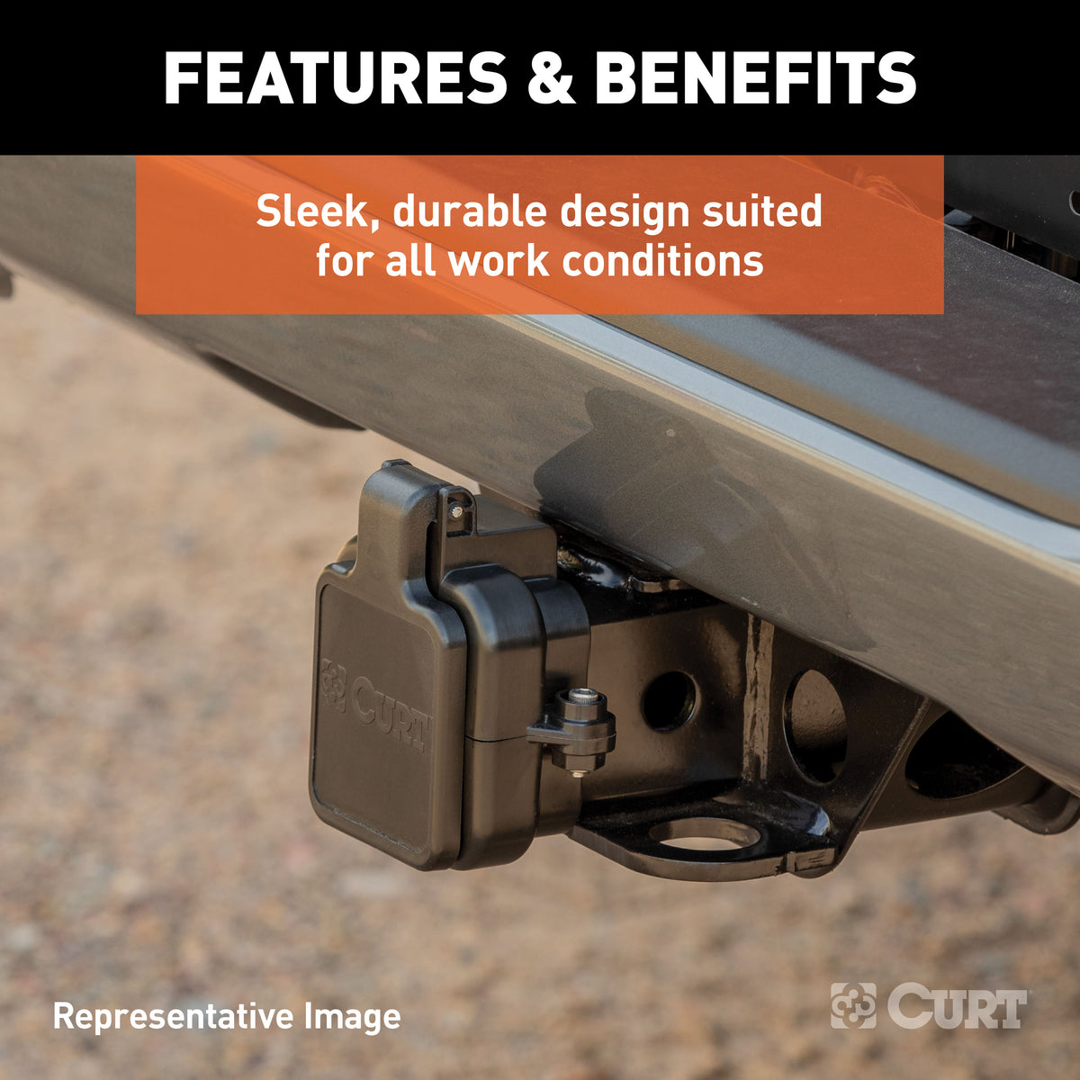 CURT 58268 Protective Tailgate Sensor with 2-1/2" Hitch Cap, Fits Select Chevrolet Multi-Flex, GMC Multi-Pro