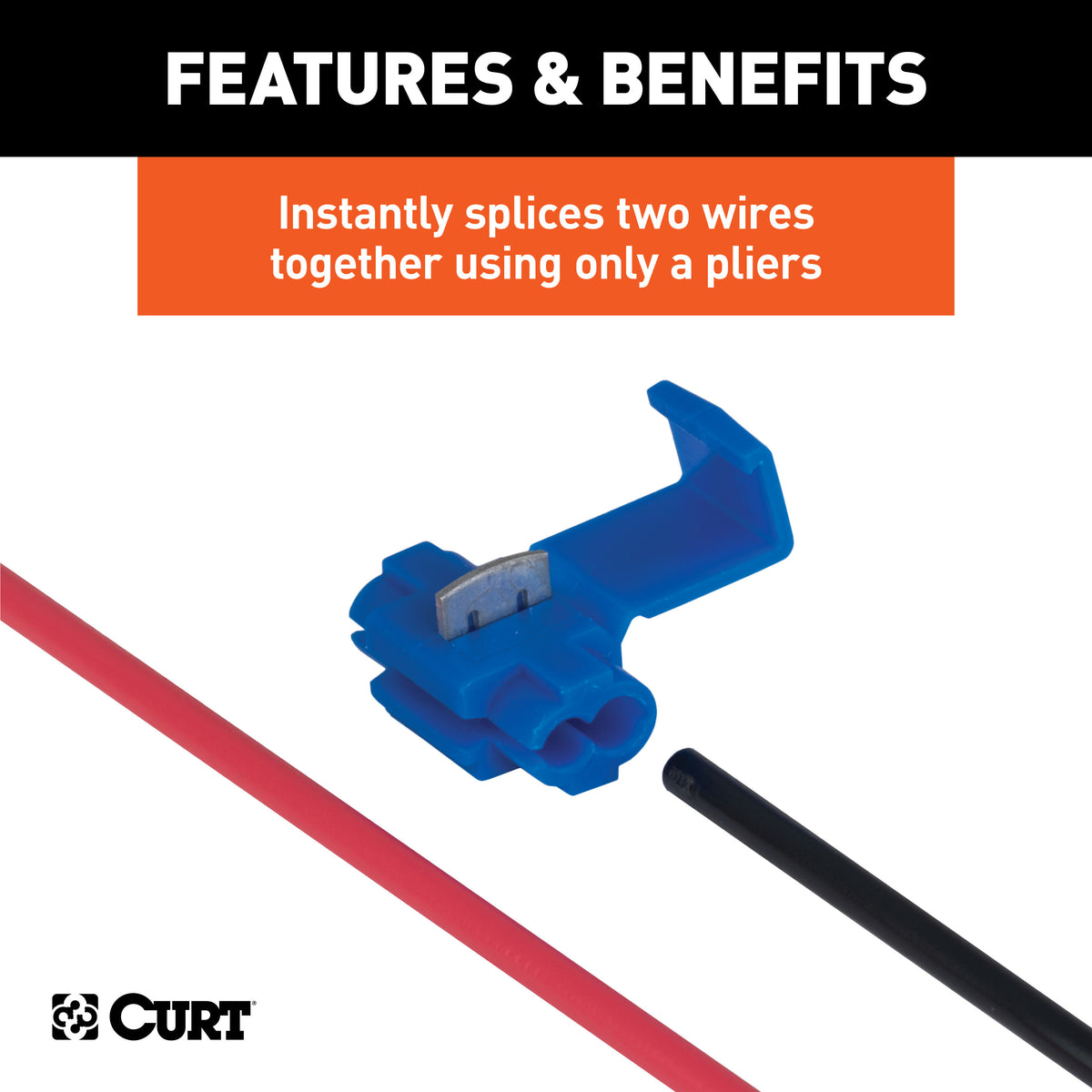 CURT 58280 18-14 Gauge Blue Scotch Snap Lock Wire Connectors, 100-Pack