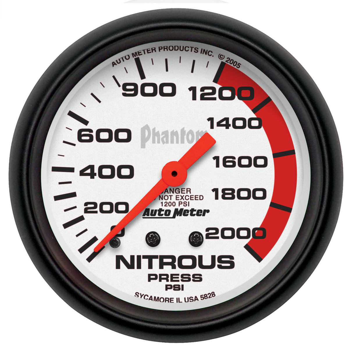 Autometer Phantom 66.7mm 0-2000 PSI Mechanical Nitrous Pressure Gauge - 5828