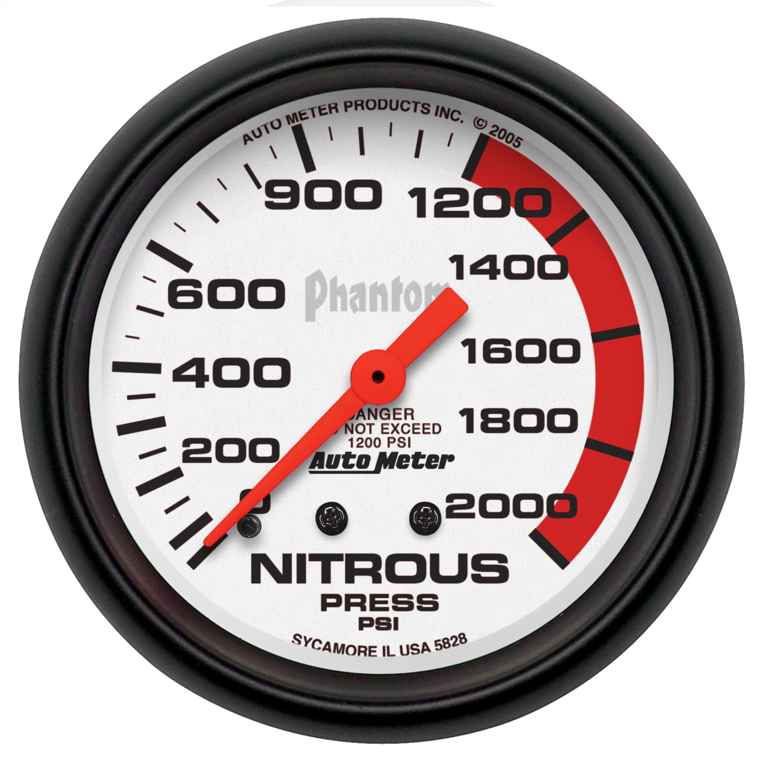 Autometer Phantom 66.7mm 0-2000 PSI Mechanical Nitrous Pressure Gauge - 5828